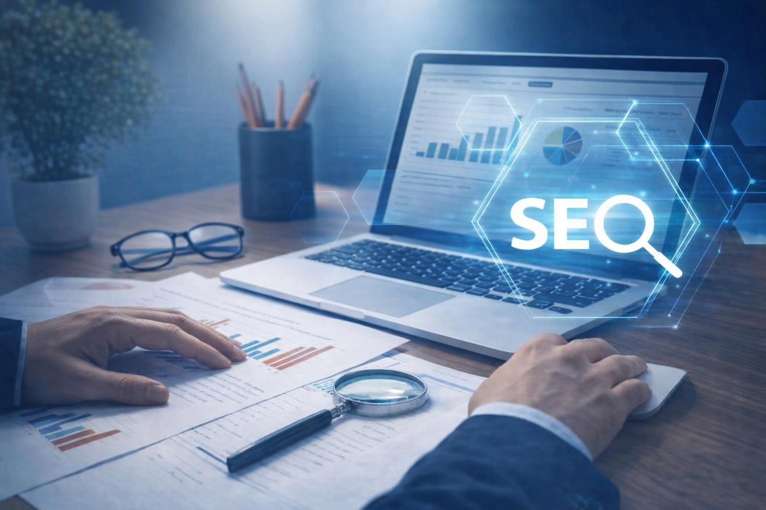 A professional guiding a group of novices through search engine optimization basics.