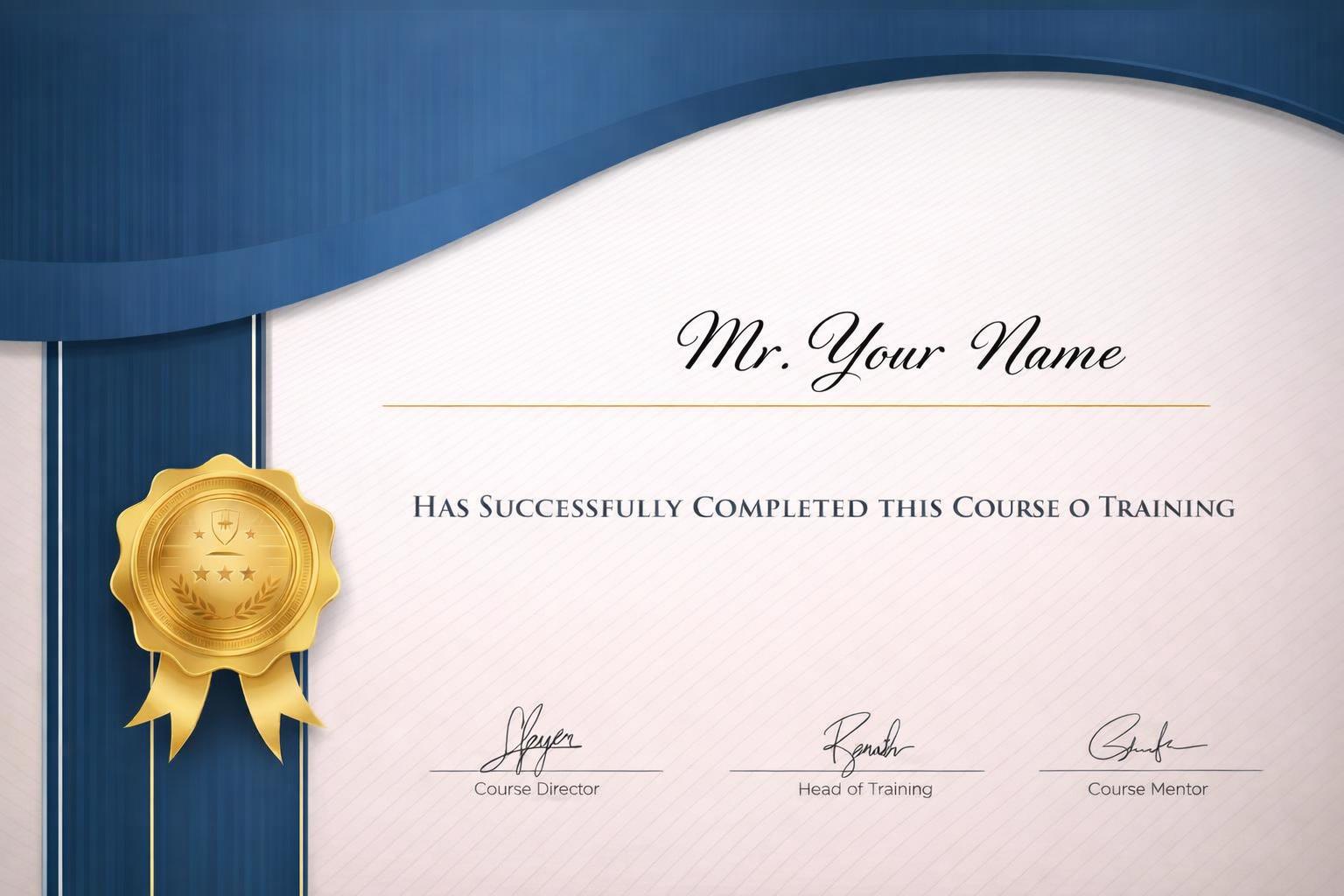 A certificate being awarded for completing a search engine optimization course.