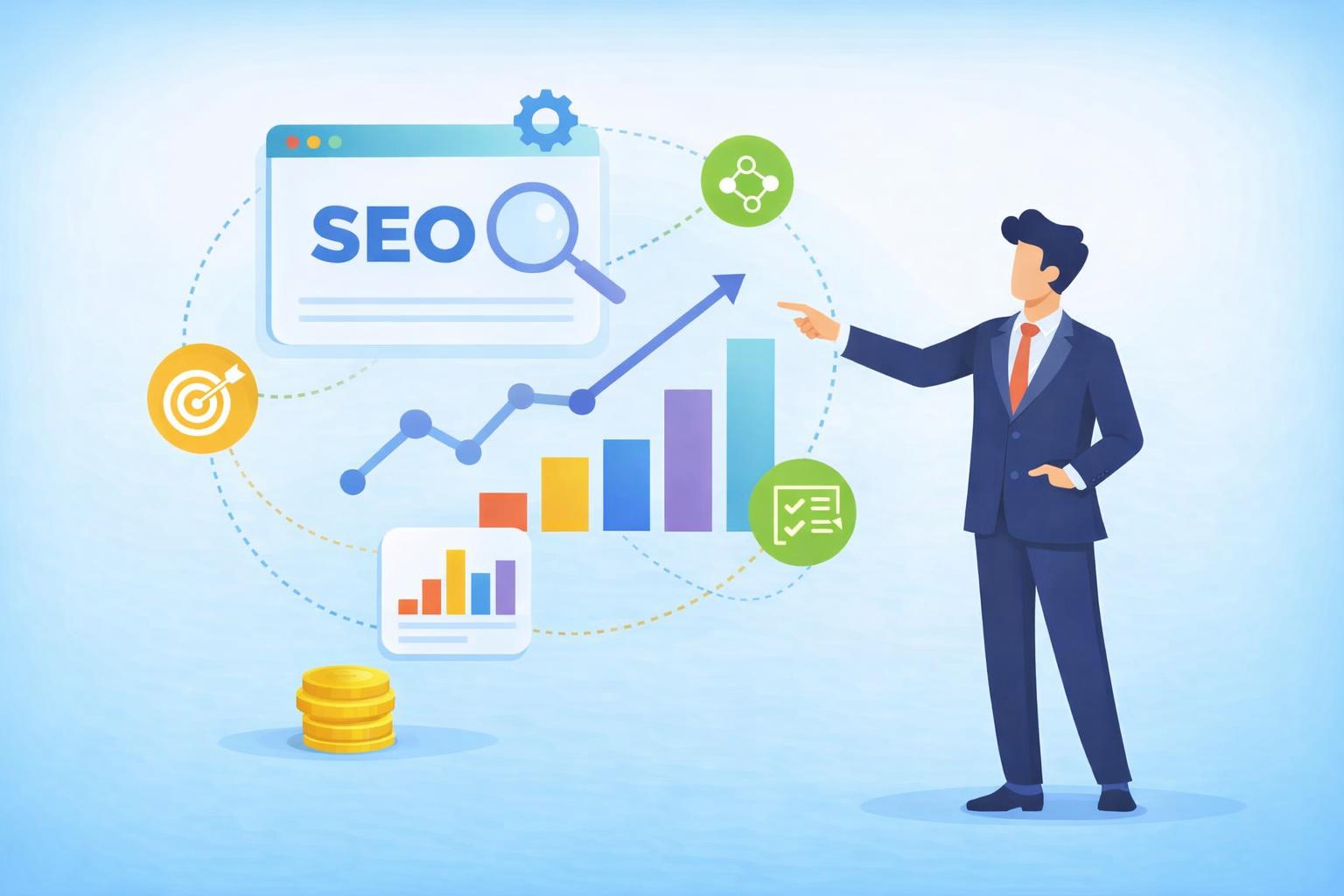 A coach discussing search engine optimization tactics specifically for B2B companies.