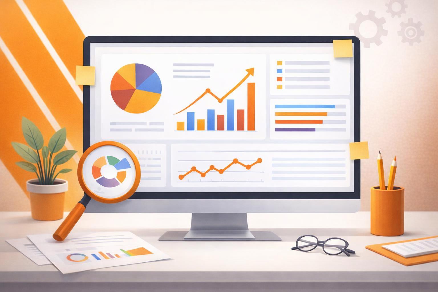 An SEO specialist demonstrating tools for analyzing competitors' digital presence.