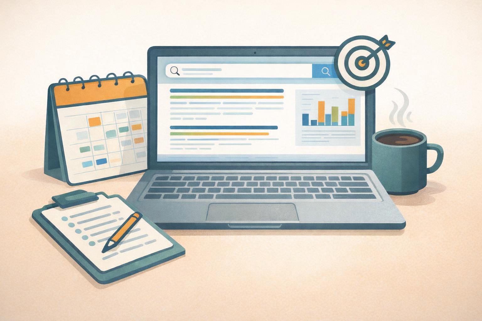 A content strategist reviewing a digital content plan with a client.