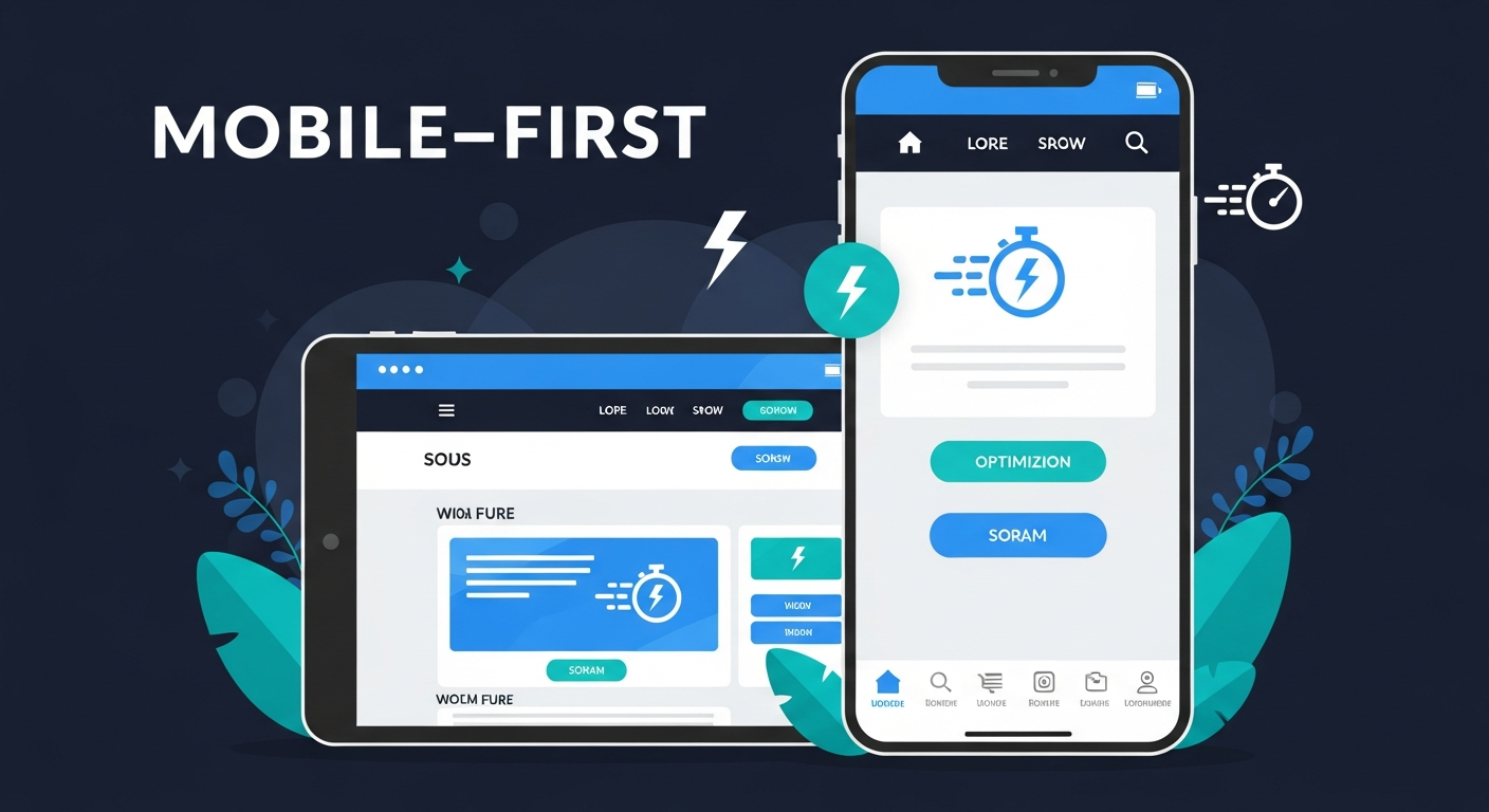A designer reviewing a mobile-friendly website layout with a client.
