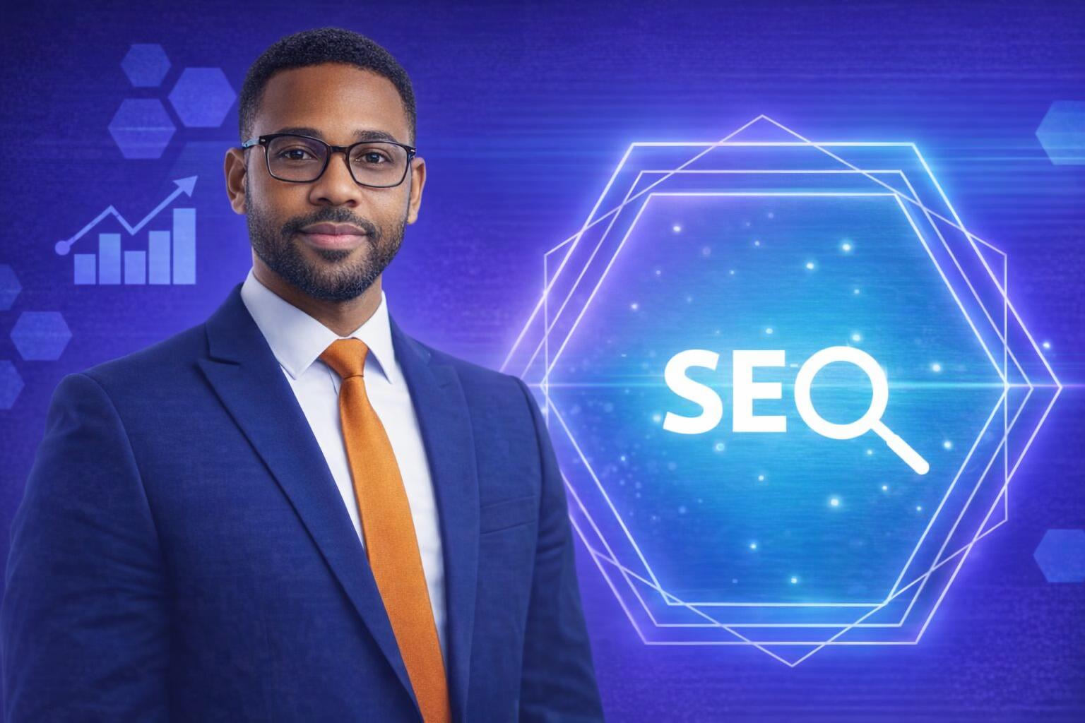 A professional presenting mobile optimization strategies on a smartphone screen.