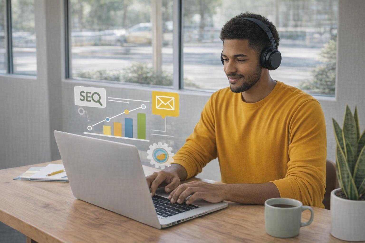 A consultant presenting strategies for expanding online presence to a client.