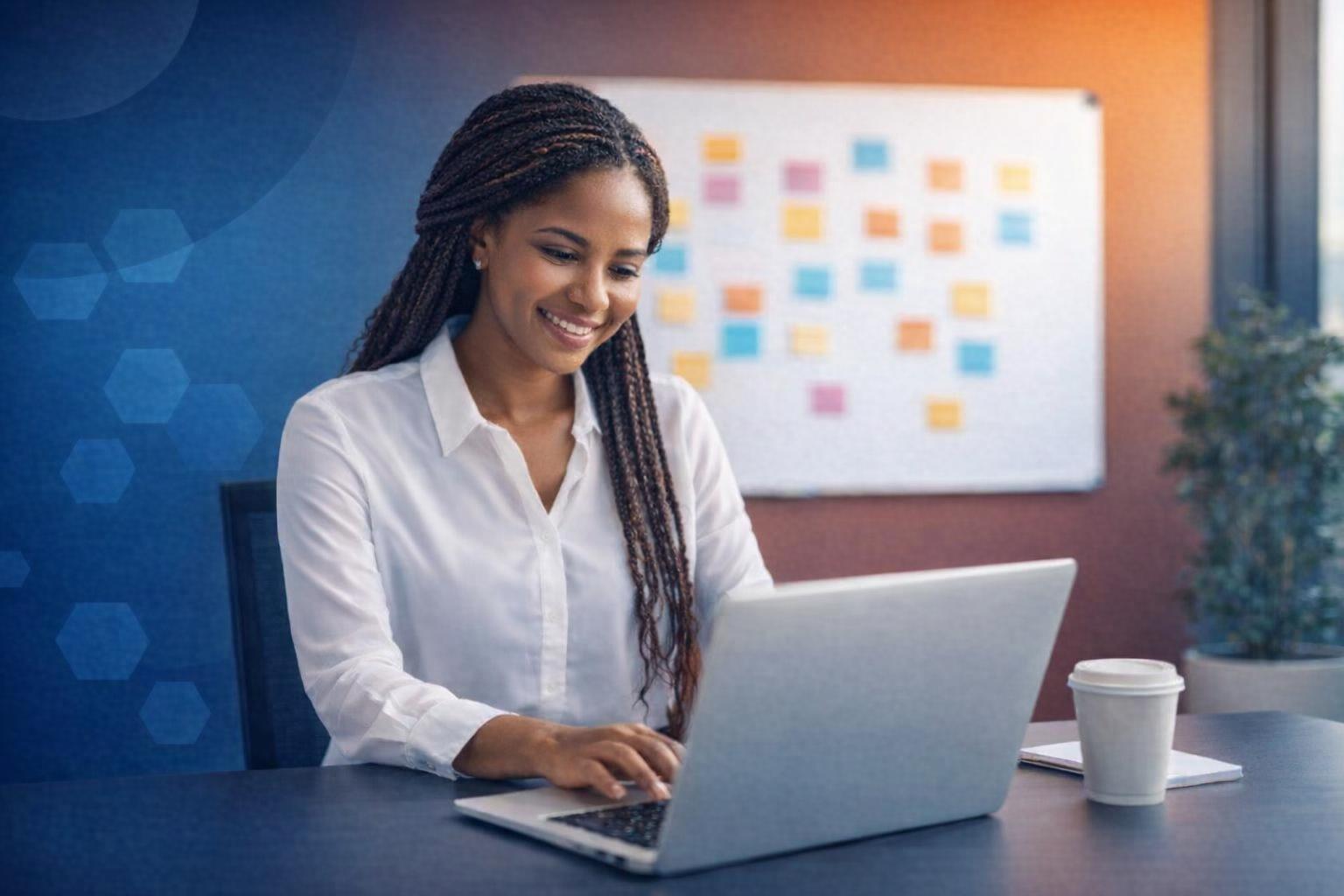 A professional discussing digital strategies with a client over a laptop.