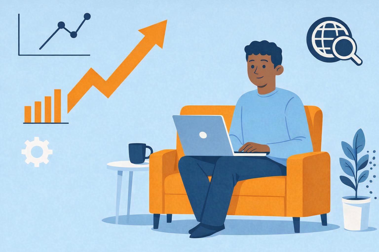 A consultant advising entrepreneurs on improving their digital footprint.