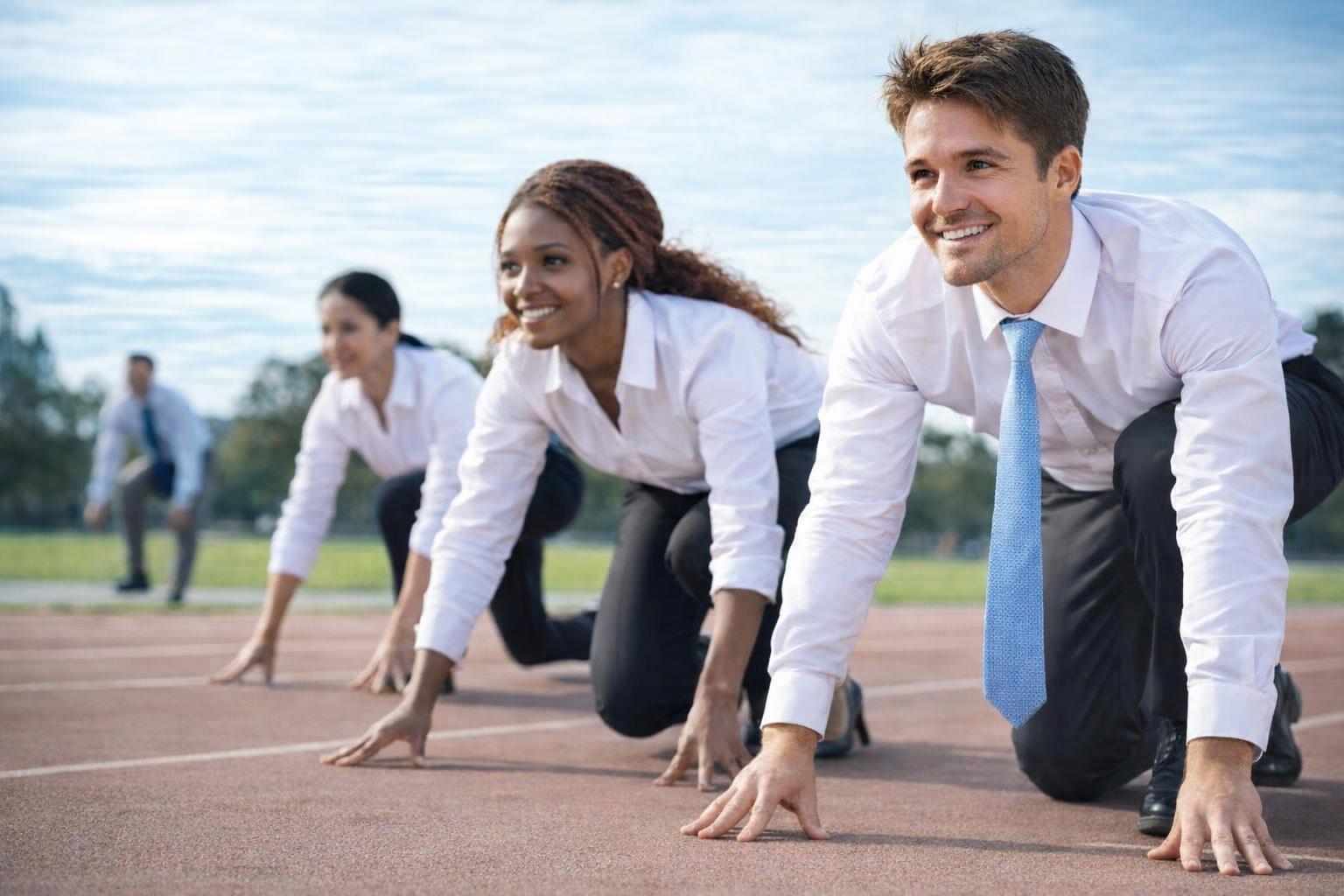 A motivated individual setting goals with a personal digital marketing mentor.