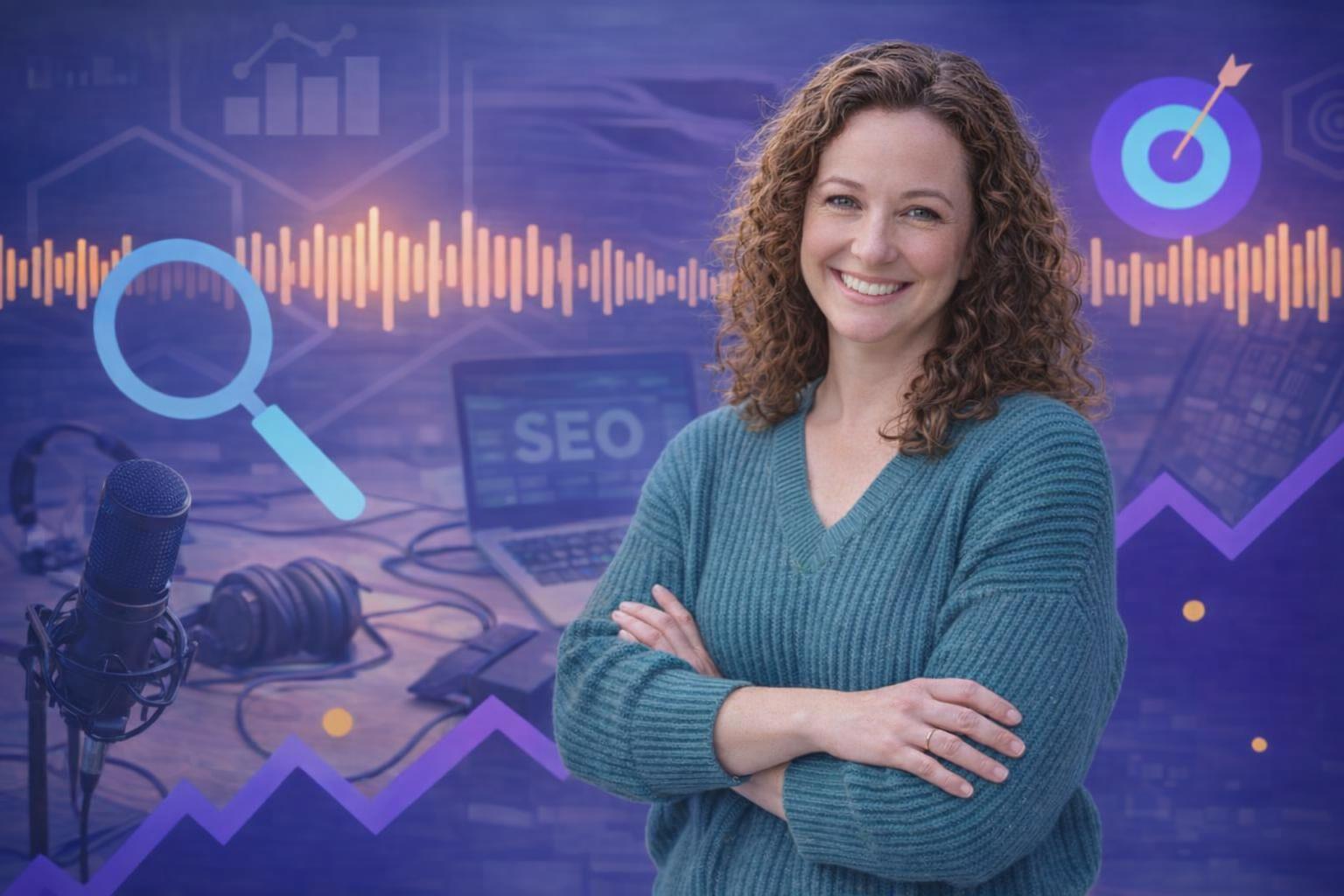 A podcast host discussing digital marketing techniques with an SEO advisor.