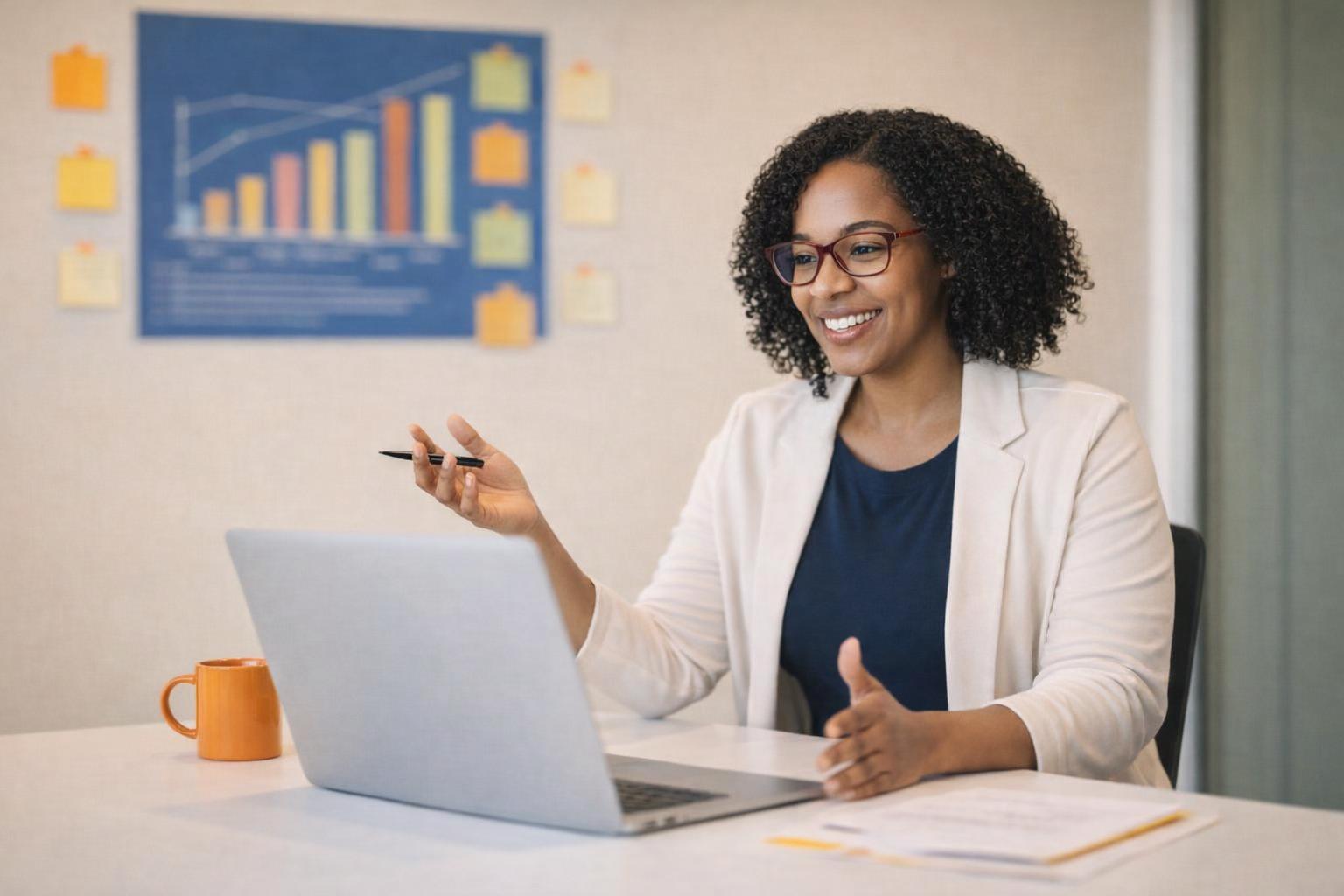 Coach discussing strategies for achieving significant growth in online visibility.