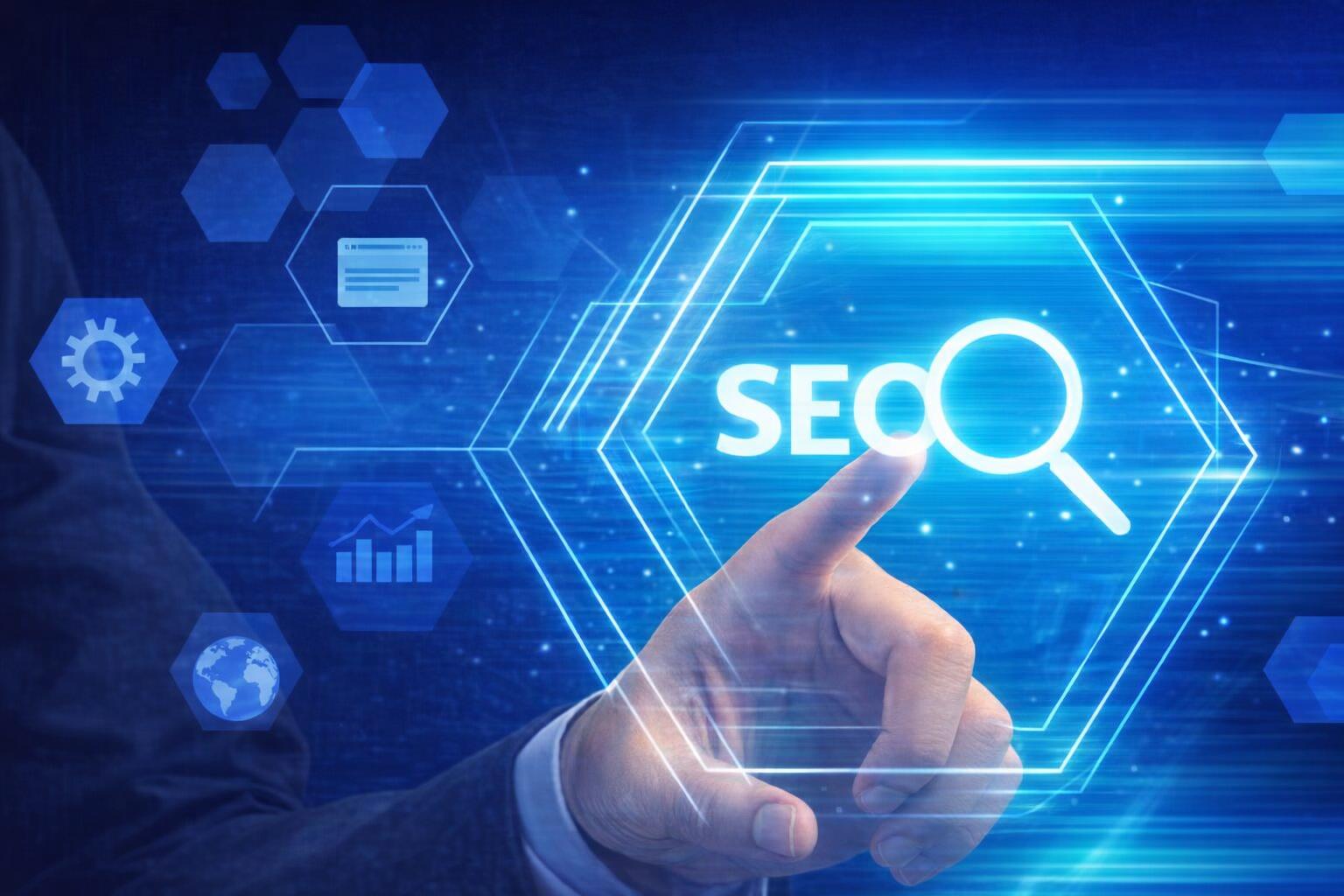 A coach demonstrating the use of various search optimization software tools.