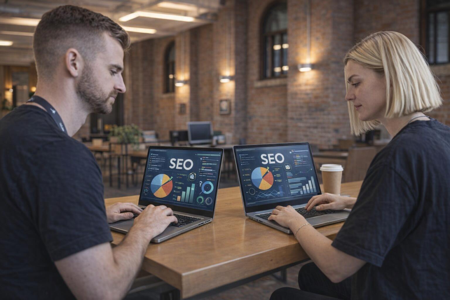 A trainer instructing web developers on integrating SEO into coding practices.